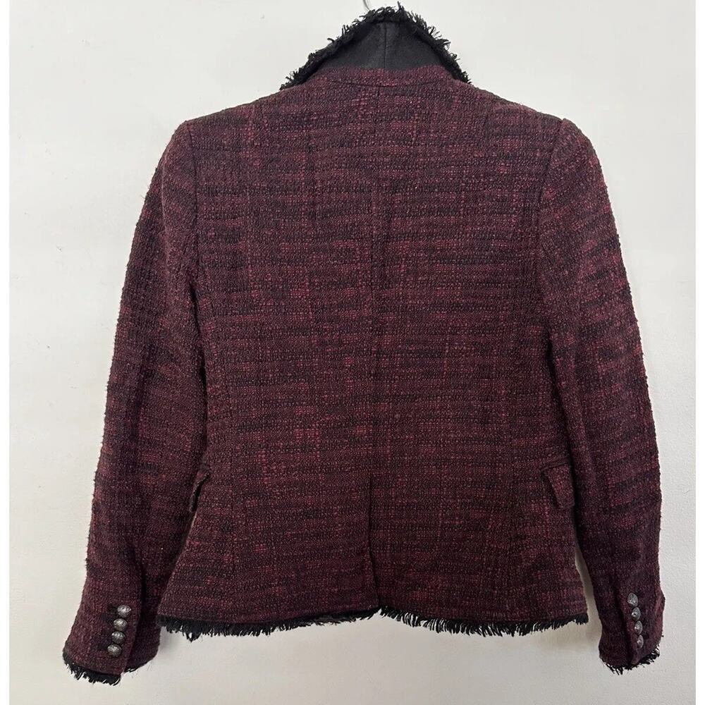 Banana Republic Boucle Raw Edge Academy Blazer Ruby Wine 2P Petite - Picture 3 of 9
